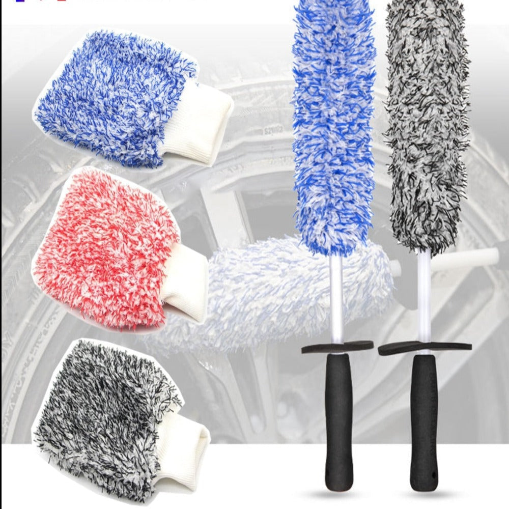 Car Microfiber Wheel Tire Rim Brush Car Wash Cleaner Plastic Handle for Car  Wash Car Cleaning Accessories Sponges, Cloths & Bru - AliExpress
