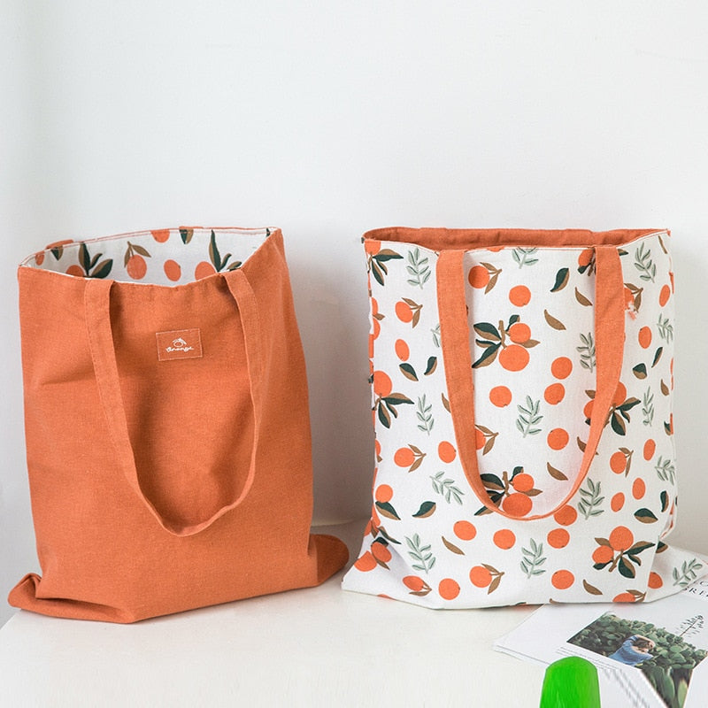 cotton shopper fabric double-sided dual-use Hand bag