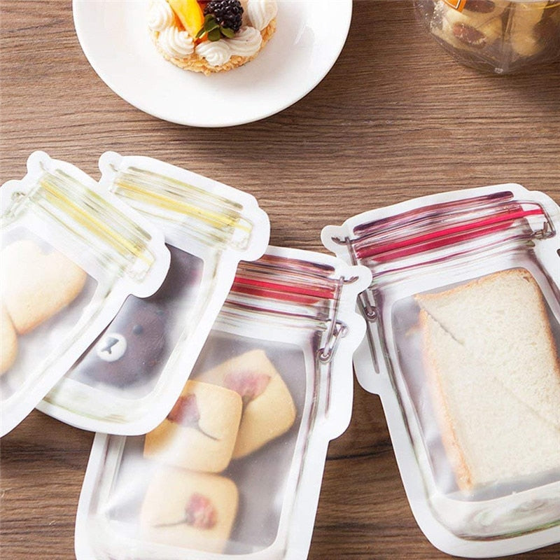 Kitchen Storage 5-20pcs Reusable Mason Jar Zipper Bags